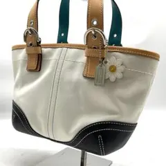 美品　COACH コーチ　ハンドバッグ　ソーホー　フラワーチャーム　キャンバス