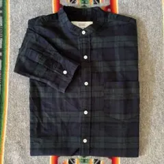 アーバンリサーチ ロッソ　メンズ　長袖　バンドカラーシャツ　Mサイズ　グリーン系