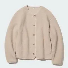 ユニクロ　ボアフリースクルーネックカーディガン M