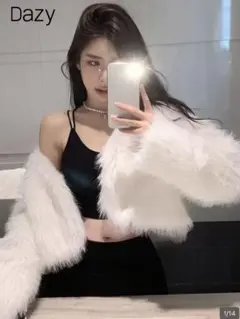 shein ファージャケット　白