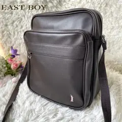 EAST BOYイーストボーイ ブラウン合成皮革ピンク女神刺繍ショルダーバッグ