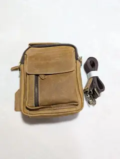 TINDING　ブラウンレザー　ショルダーバッグ　本革