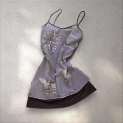 Y2K フェアリーグランジ キャミワンピ 花柄 スパンコール 森ガール 00s