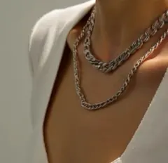 太めシルバーセットネックレス ★2セット★ サージカルステンレス