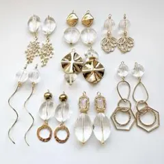 クリア×ゴールド系ピアス8個まとめ売り　2点目半額SALE