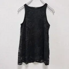 ルーツーワン タンクトップ ノースリーブ 花柄 Ｍ 黒 ナイロン お出かけ