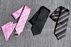 ネクタイ 3本セット ピンク ストライプ ドット ビジネス フォーマル　入学式