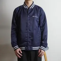 Champion ナイロンブルゾンジャケット 光沢 ネイビー/CZ195