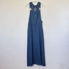 デニム　サロペット スカート　ゆったり　フリーサイズ　ロング　マキシ丈