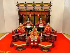 値下げしました】天陽作 雛人形セット 珍しい木製漆塗りの鶴の屏風付き