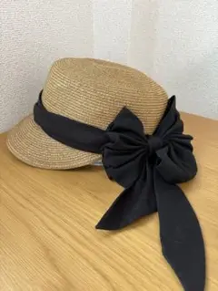 【完売品】CA4LA♡カシラ リボン付き麦わら帽子 ストローハット キャスケット 完売品】CA4LA♡カシラ リボン付き麦わら帽子 ストローハット