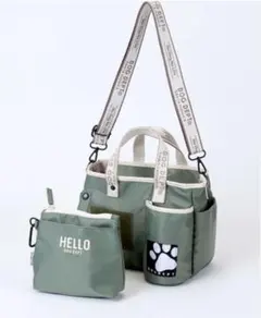 ドッグデプト マナーポーチ付きお散歩バッグ　　　オリーブグリーン　Lサイズ