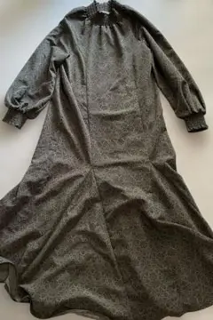 BEAMS HEART フローラルロングドレス 花柄モスグリーン