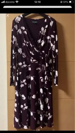 ローレン　ラルフローレン　花柄　ワンピース　カシュクール　サイズ⑥