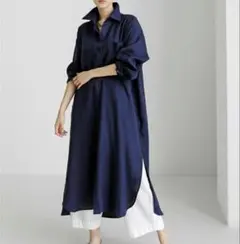 COTTON BLEND ロングシャツワンピース