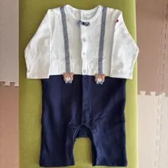 ミキハウス　ホットビスケッツ　男の子　ロンパース　80 白　フォーマル