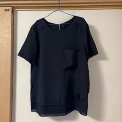 美品　ZARA BASIC 半袖ブラウス ネイビー　Sサイズのサムネイル