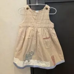 美品⭐︎GAPベージュ 動物刺繍 ジャンバースカート