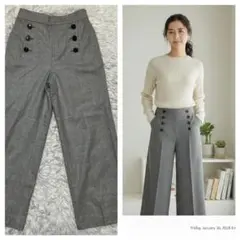 ２３区 ワイドパンツ ボタンデザイン マリンパンツ グレー