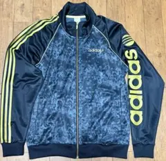 【adidas】 ジャージ トラックトップ ブラック ゴールドライン 総柄 L