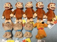 おさるのジョージ マスコット みんなといっしょ ラウンドワン　9個セット