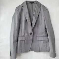 美品☆アイシービー L グレー テーラードジャケット スーツ 日本製 光沢