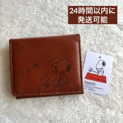 신품 미사용 スヌーピー 三つ折り財布 ブラウン ウッドストック PEANUTS