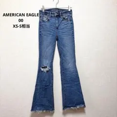 アメリカンイーグル ダメージフレアデニム 裾カットオフ ダメージ 00 ブルーのサムネイル