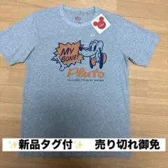 新品タグ付きUNIQLO UTディズニープルートTシャツM グレー犬キャラクター