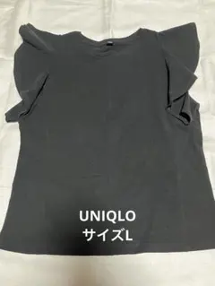 UNIQLO フリル袖 ノースリーブTシャツLサイズ 黒