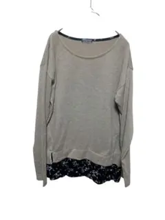 【A0020】LEMON TREE 長袖トップス ベージュ×黒