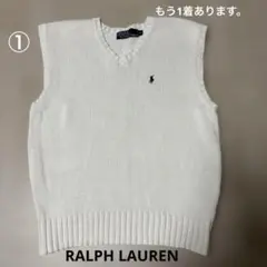 ラルフローレン Vネックニットベスト ホワイト M