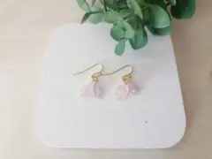 【新品未使用】天然石ピアス✽イヤリング変更可♡ローズクォーツ&クンツァイ♡