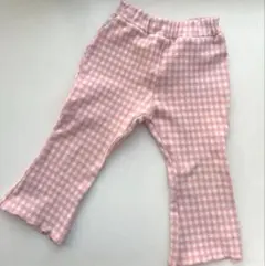 韓国子供服 aosta ジェリーパンツ ギンガムチェック ピンク　Lサイズ