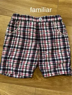 familiar 半ズボン 赤・青・白 チェック柄