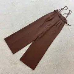 イング【F】茶系 サス付ハイウエストセンタープレス パンツ ストレッチ 厚手のサムネイル
