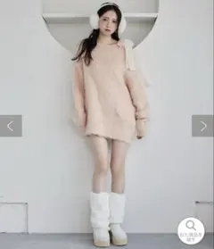 メリーカールニットチュニック　ナイスクラップ　ピンク