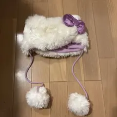 ハローキティ ファー帽子 リボン付き