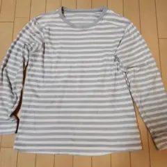UNIQLO グレーとホワイトストライプ 長袖カットソー M