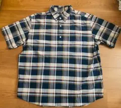 ユニクロ　エクストラファインコットンチェックプルオーバー半袖シャツ