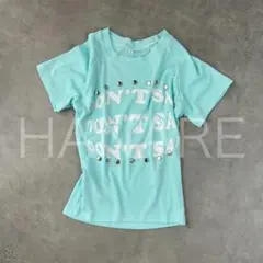00s y2k Tシャツ ブルー グランジ ピチT 半袖 平成ギャル 短丈 M