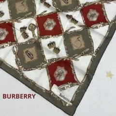 BURBERRY　バーバリー ハンカチ　馬　ヴィンテージ カーキ ボルドー