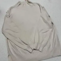 グローバルワーク　メルティニット　アイボリー M 長袖ニット　モックネック