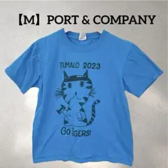 美品✨【M】Tシャツ 猫デザイン 2023年 ブルー カラー ロゴシャツ
