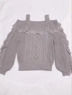 【週末価格】LIZLISA ハートバックルフリルオフショルニット