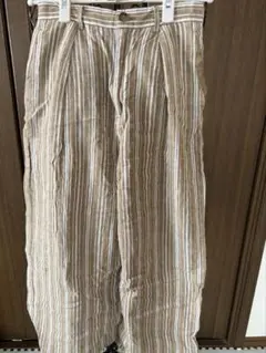 GU ストライプ ワイドパンツ ベージュ