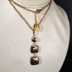 follie follie 3連 ダイヤカットペンダント ロング ネックレス