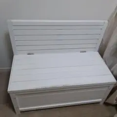 ホワイト木製収納付きベンチ