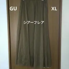 GU　シアーフレアロングスカート　XL　ブラウン