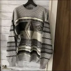 BICOLMAN ダイヤ柄ボーダー3Dニット ウール混ニット セーター古着屋購入